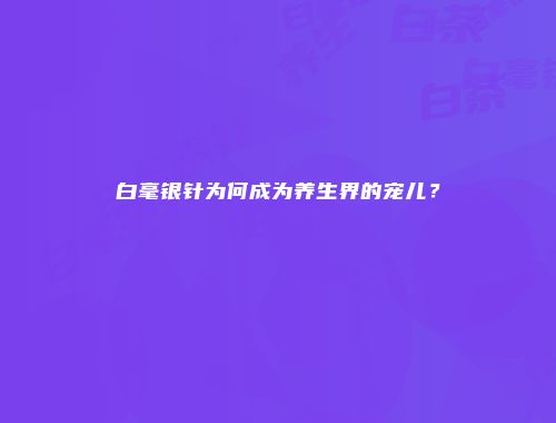 白毫银针为何成为养生界的宠儿？