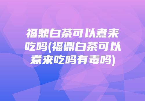 福鼎白茶可以煮来吃吗(福鼎白茶可以煮来吃吗有毒吗)