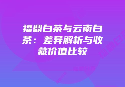 福鼎白茶与云南白茶：差异解析与收藏价值比较