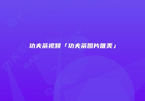 功夫茶视频「功夫茶图片唯美」