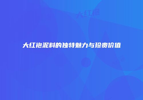 大红袍泥料的独特魅力与珍贵价值