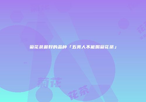 菊花茶最好的品种「五类人不能喝菊花茶」