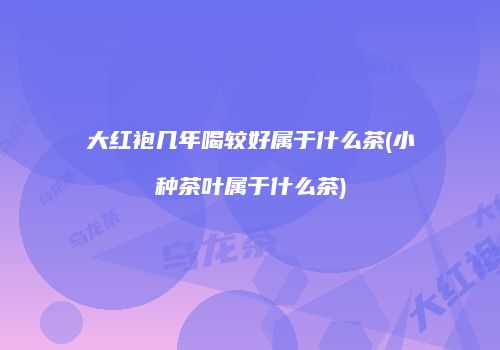 大红袍几年喝较好属于什么茶(小种茶叶属于什么茶)