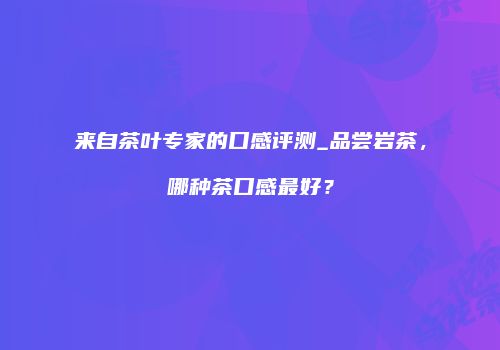 来自茶叶专家的口感评测_品尝岩茶，哪种茶口感最好？