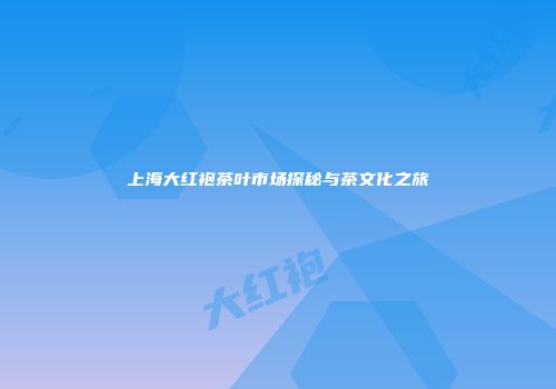 上海大红袍茶叶市场探秘与茶文化之旅