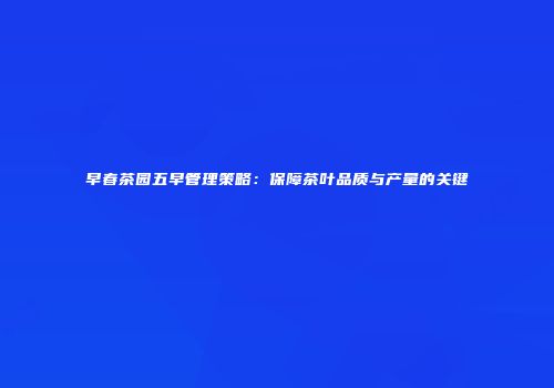早春茶园五早管理策略：保障茶叶品质与产量的关键