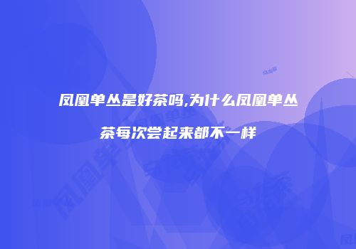 凤凰单丛是好茶吗,为什么凤凰单丛茶每次尝起来都不一样