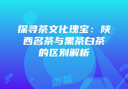 探寻茶文化瑰宝：陕西名茶与黑茶白茶的区别解析