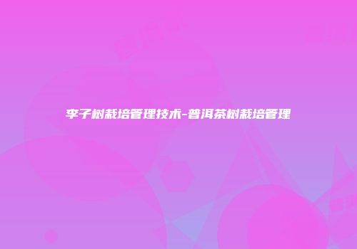 李子树栽培管理技术-普洱茶树栽培管理