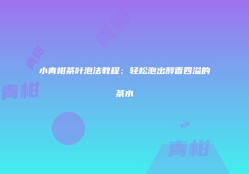 小青柑茶叶泡法教程：轻松泡出醇香四溢的茶水