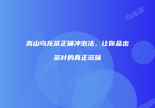 高山乌龙茶正确冲泡法，让你品出茶叶的真正滋味