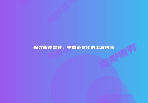 探寻阳羡雪芽：中国茶文化的丰富内涵