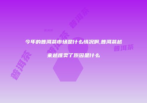今年的普洱茶市场是什么情况啊,普洱茶越来越难卖了原因是什么