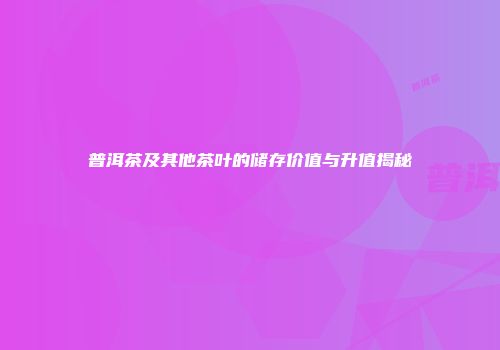 普洱茶及其他茶叶的储存价值与升值揭秘