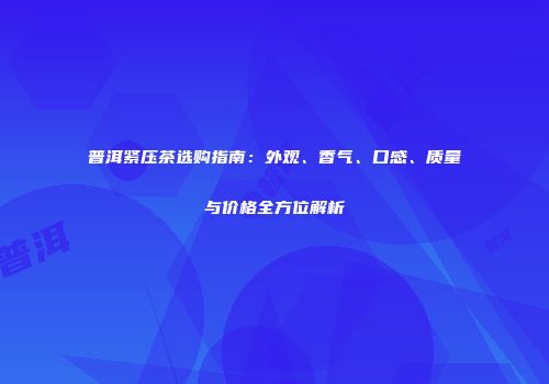 普洱紧压茶选购指南：外观、香气、口感、质量与价格全方位解析