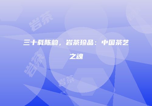 三十载陈韵，岩茶珍品：中国茶艺之魂