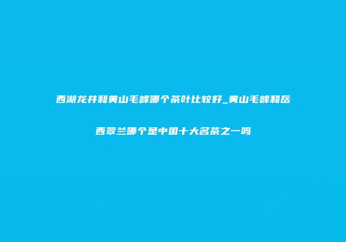 西湖龙井和黄山毛峰哪个茶叶比较好_黄山毛峰和岳西翠兰哪个是中国十大名茶之一吗