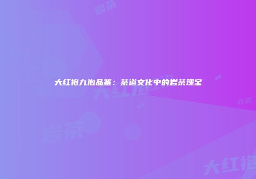 大红袍九泡品鉴：茶道文化中的岩茶瑰宝