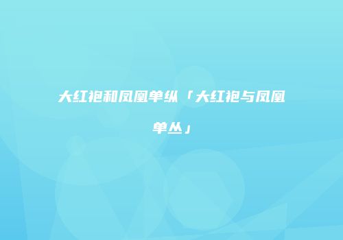 大红袍和凤凰单纵「大红袍与凤凰单丛」