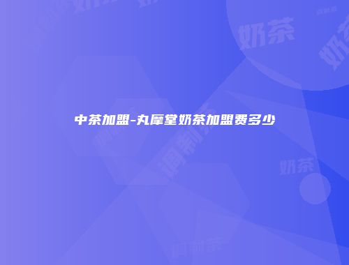 中茶加盟-丸摩堂奶茶加盟费多少