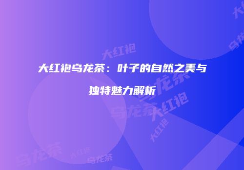 大红袍乌龙茶：叶子的自然之美与独特魅力解析