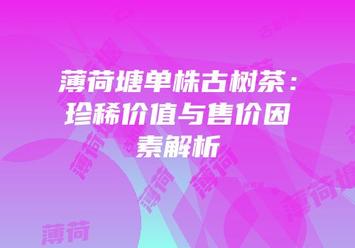 薄荷塘单株古树茶：珍稀价值与售价因素解析