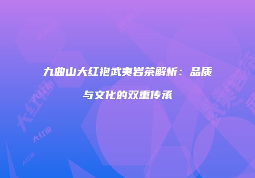 九曲山大红袍武夷岩茶解析：品质与文化的双重传承