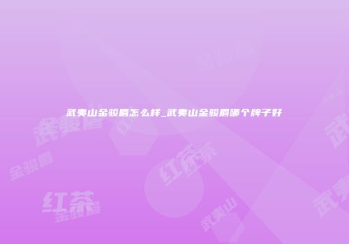武夷山金骏眉怎么样_武夷山金骏眉哪个牌子好