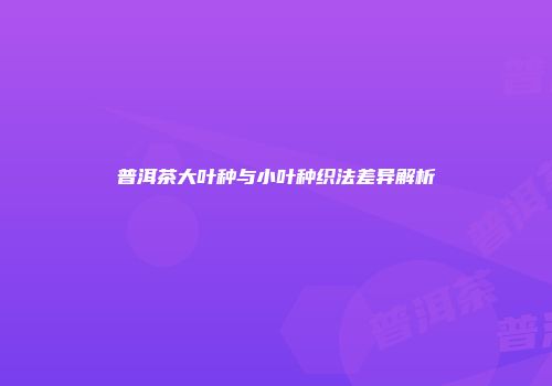 普洱茶大叶种与小叶种织法差异解析