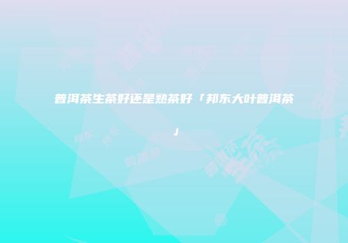 普洱茶生茶好还是熟茶好「邦东大叶普洱茶」