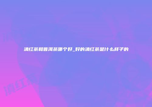 滇红茶和普洱茶哪个好_好的滇红茶是什么样子的