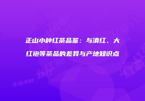 正山小种红茶品鉴：与滇红、大红袍等茶品的差异与产地知识点
