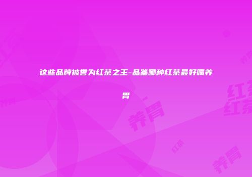 这些品牌被誉为红茶之王-品鉴哪种红茶最好喝养胃