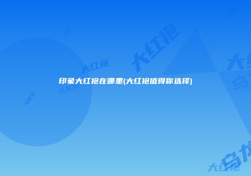 印象大红袍在哪里(大红袍值得你选择)
