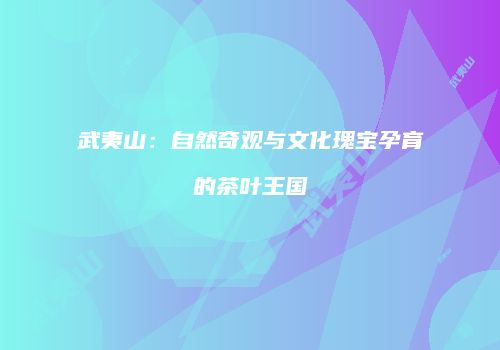 武夷山：自然奇观与文化瑰宝孕育的茶叶王国