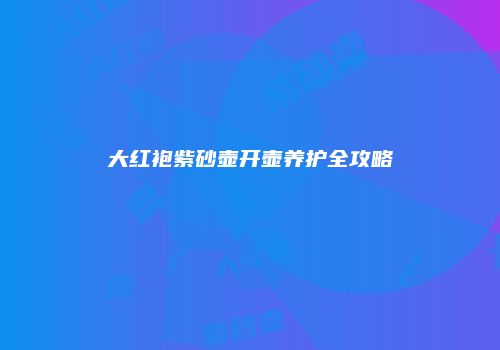 大红袍紫砂壶开壶养护全攻略