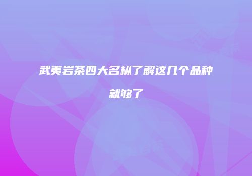 武夷岩茶四大名枞了解这几个品种就够了