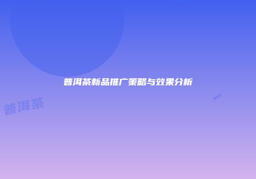 普洱茶新品推广策略与效果分析