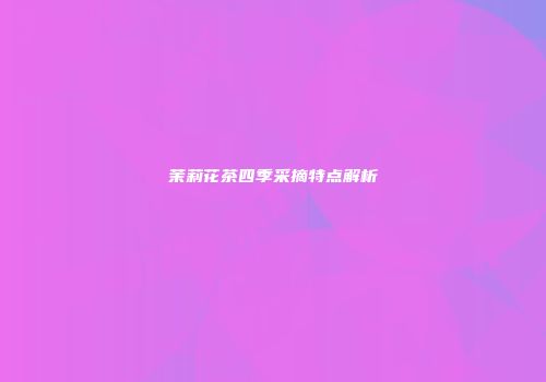 茉莉花茶四季采摘特点解析