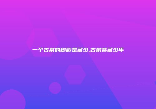 一个古茶的树龄是多少,古树茶多少年