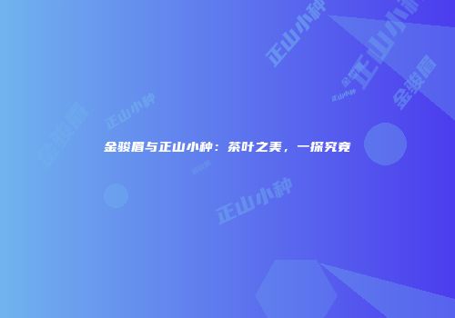 金骏眉与正山小种：茶叶之美，一探究竟