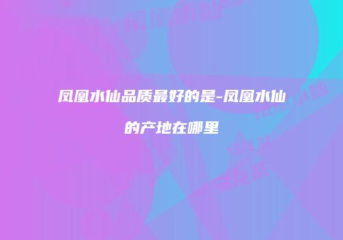 凤凰水仙品质最好的是-凤凰水仙的产地在哪里