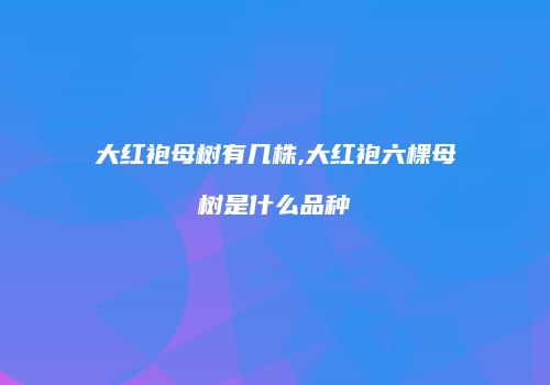 大红袍母树有几株,大红袍六棵母树是什么品种