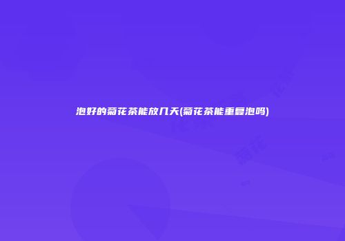 泡好的菊花茶能放几天(菊花茶能重复泡吗)
