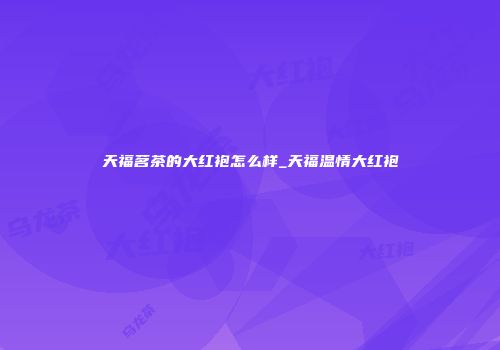天福茗茶的大红袍怎么样_天福温情大红袍