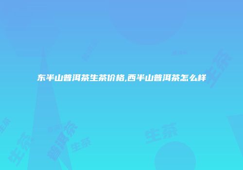 东半山普洱茶生茶价格,西半山普洱茶怎么样