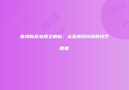 普洱新茶处理全解析：从采摘到存储的技艺精要