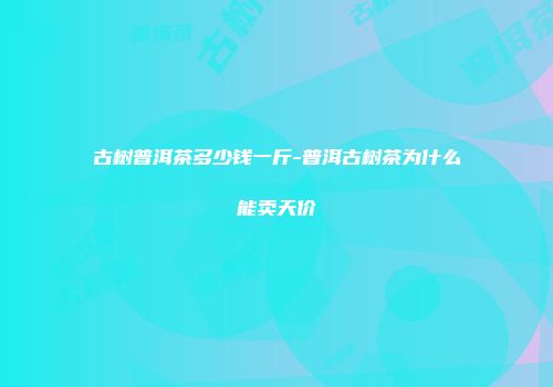 古树普洱茶多少钱一斤-普洱古树茶为什么能卖天价