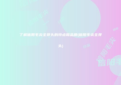 了解信阳毛尖全芽头的特点和品质(信阳毛尖全芽头)