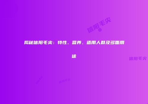 揭秘信阳毛尖：特性、营养、适用人群及多面用途